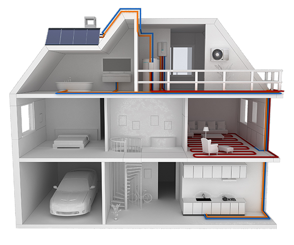 Schemat instalacji systemu z podwójną emaliowaną wężownicą